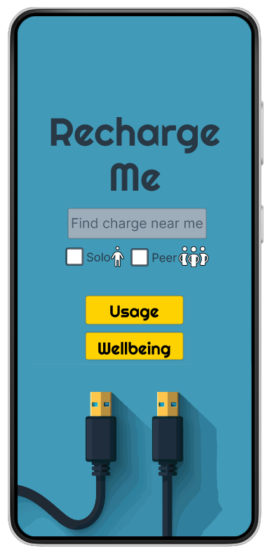 Screenshot of rechargeme mobile app home screen.